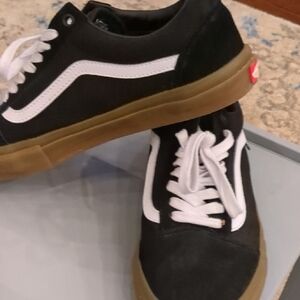 Vans Black and White Sneakers with Gum Sole